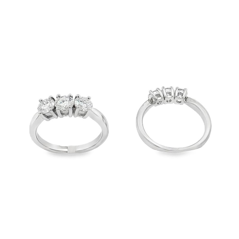 Anello trilogy moissanite 4 mm