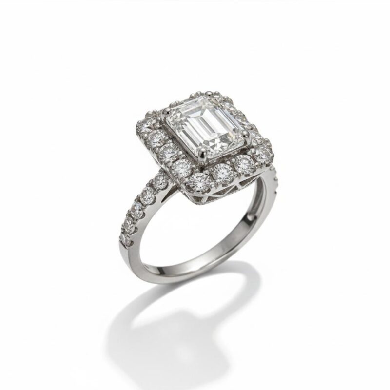 Anello moissanite baguette