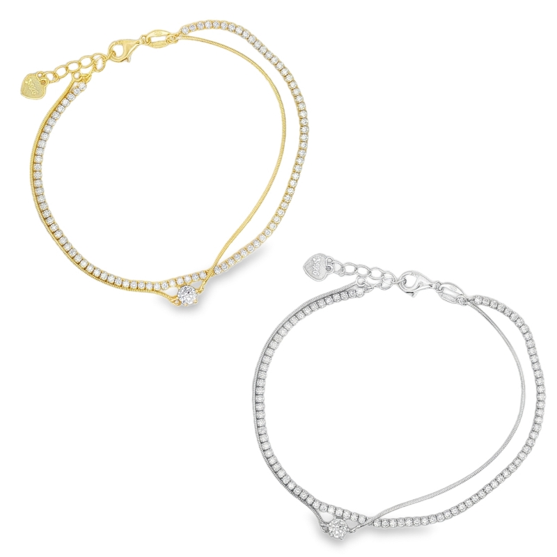 Bracciale tennis e filo con punto luce