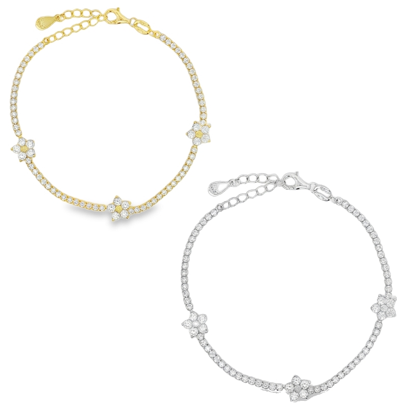 Bracciale Tennis con 3 fiori