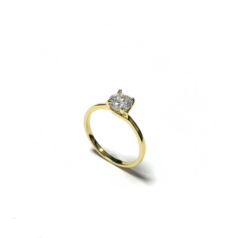 Anello solitario 4 griffe zircone 6 mm