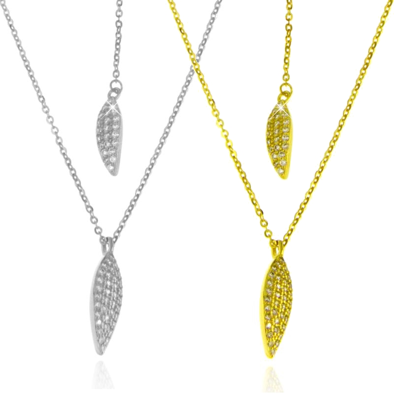 Collana saliscendi con doppia foglia