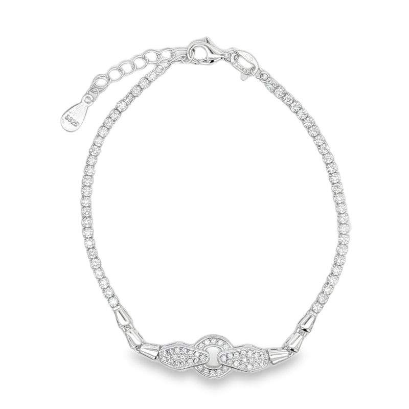 Bracciale doppio serpente con cerchietto zirconato