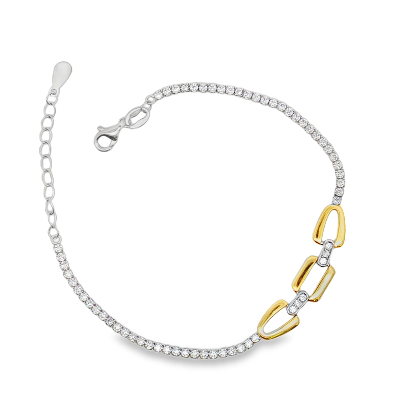 Bracciale tennis con inserti dorati