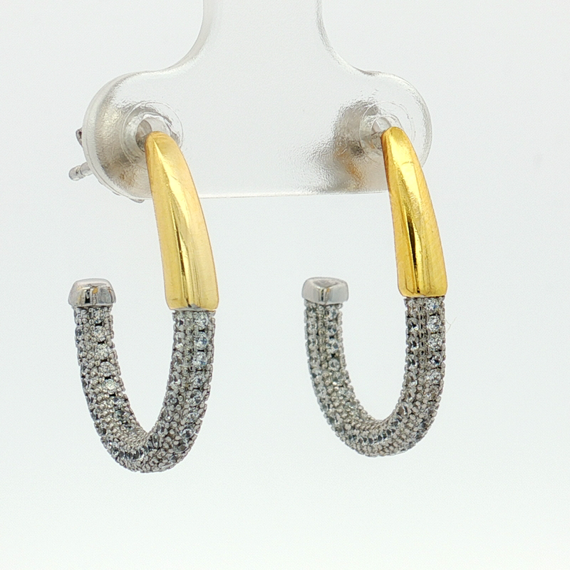 Orecchini bicolore con zirconi