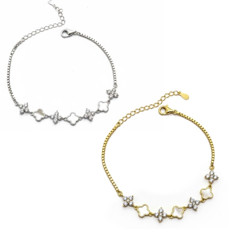 Bracciale fantasy con zirconi e madreperla