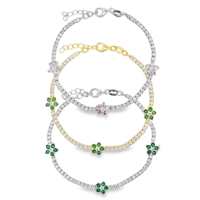 Bracciale tennis con fiori