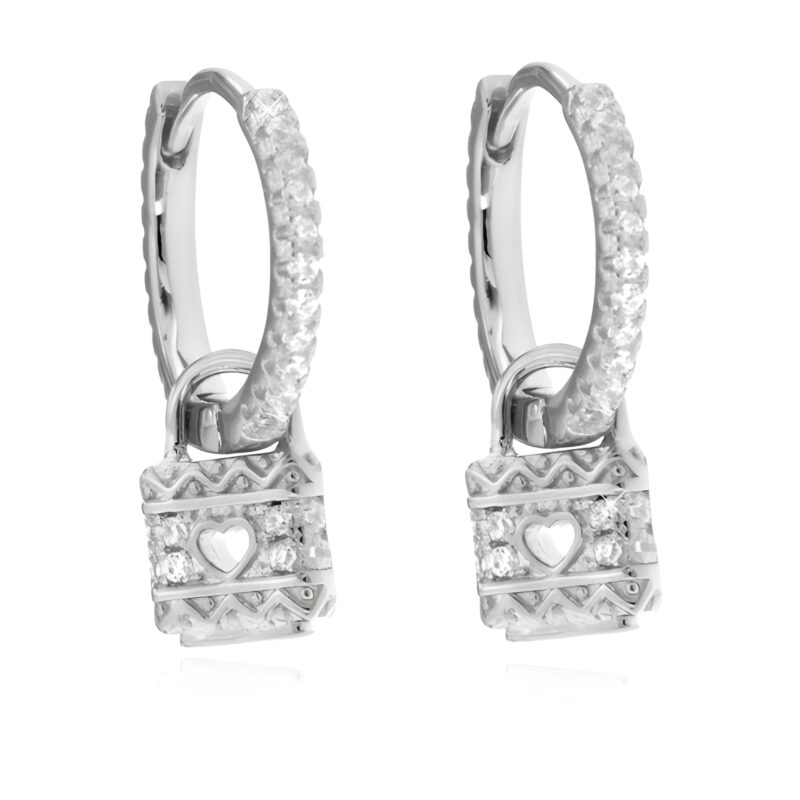 Orecchini scattino con lucchetto e zirconi