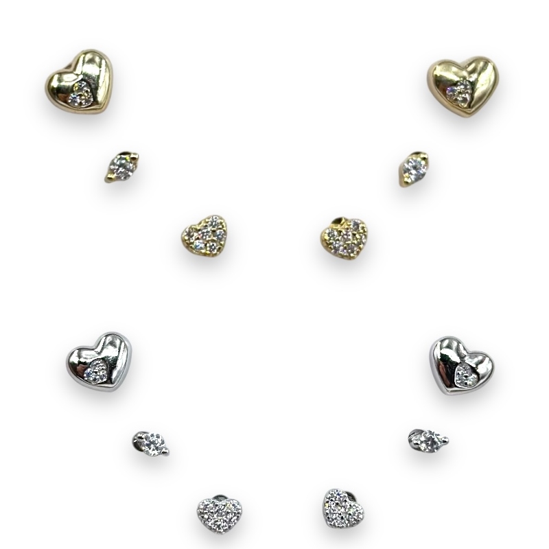 Blister di orecchini punto luce e cuore