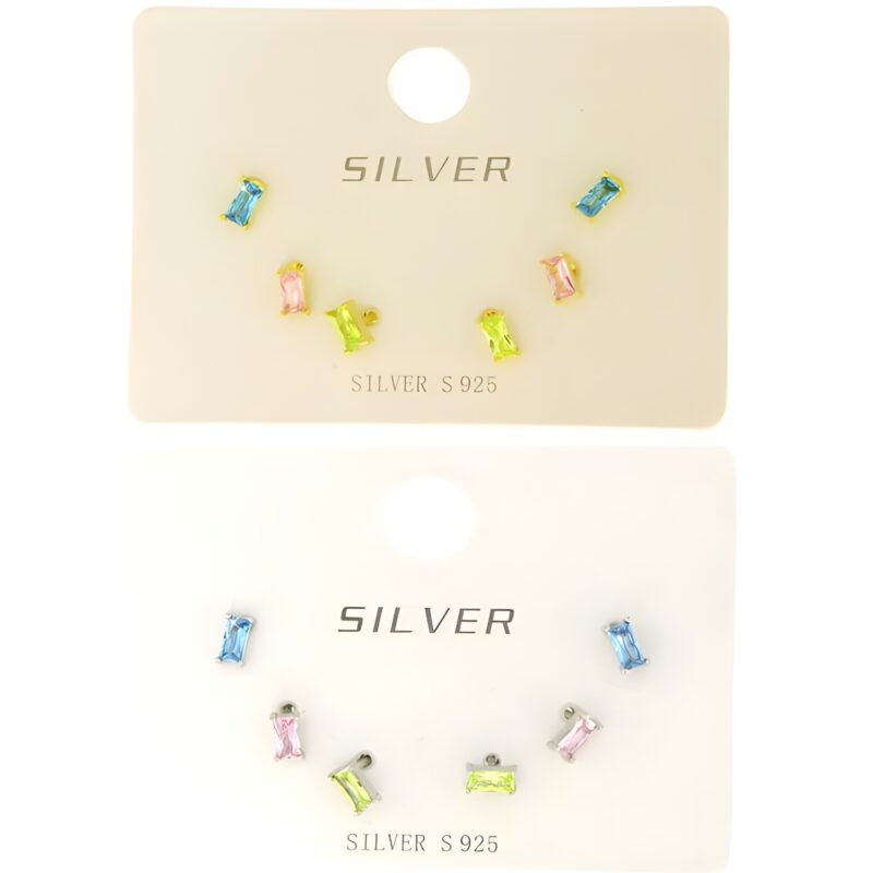 Orecchini rettangolari a 4 griffe