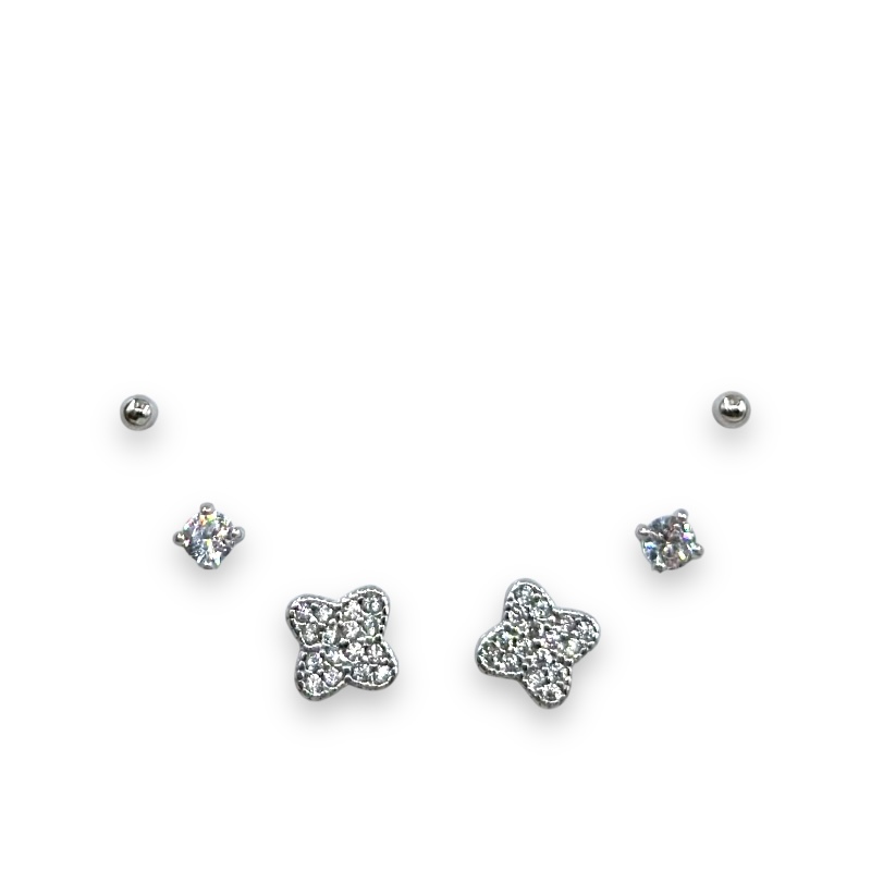 Orecchini 3 coppie quadrifoglio