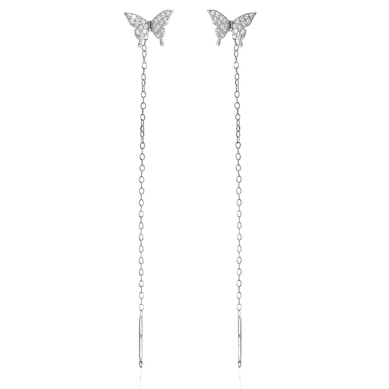 Orecchini saliscendi con farfalla
