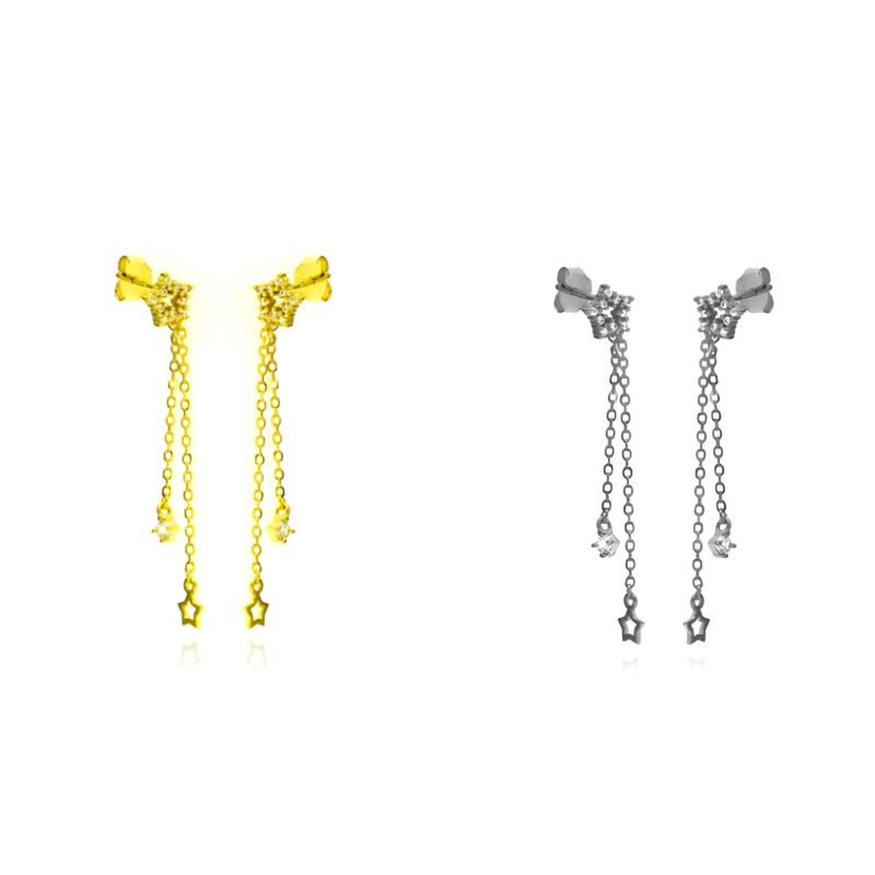 Orecchini stella con catena pendente