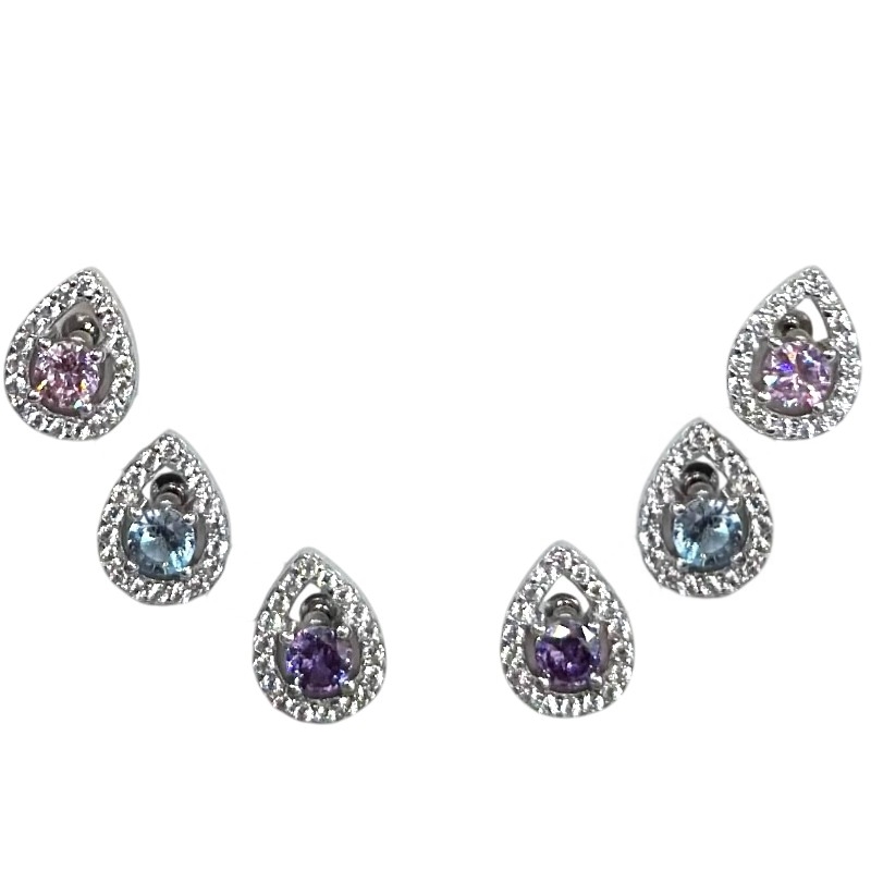 Blister di orecchini goccia con zirconi