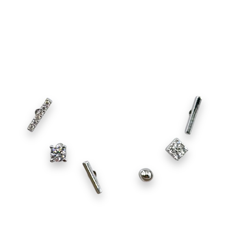 Blister di orecchini punto luce e barretta