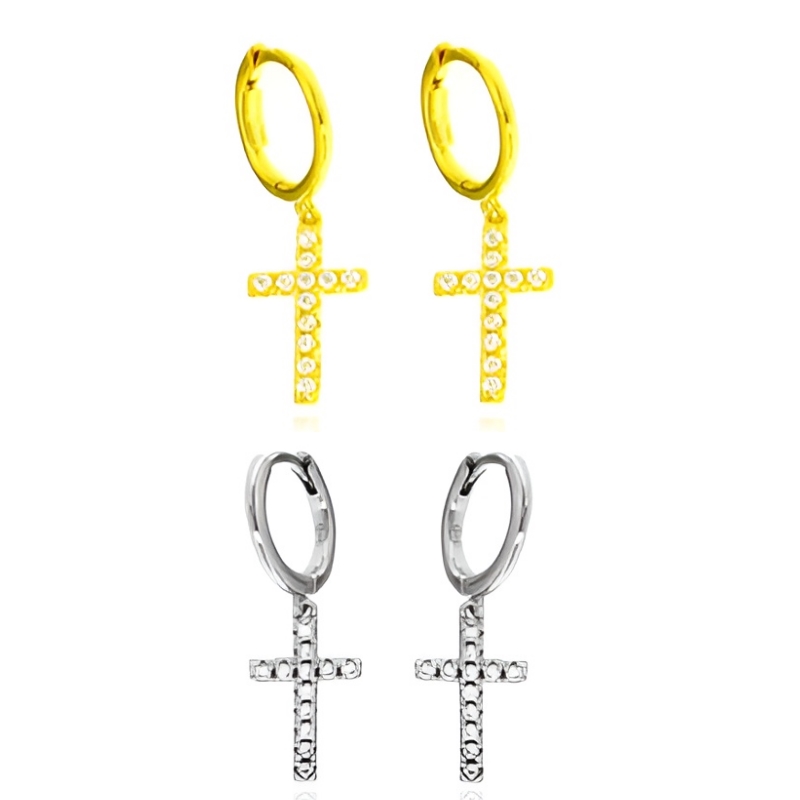 Orecchini croce con zirconi