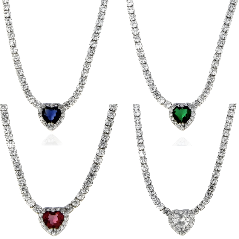 Collana tennis con zirconi a cuore
