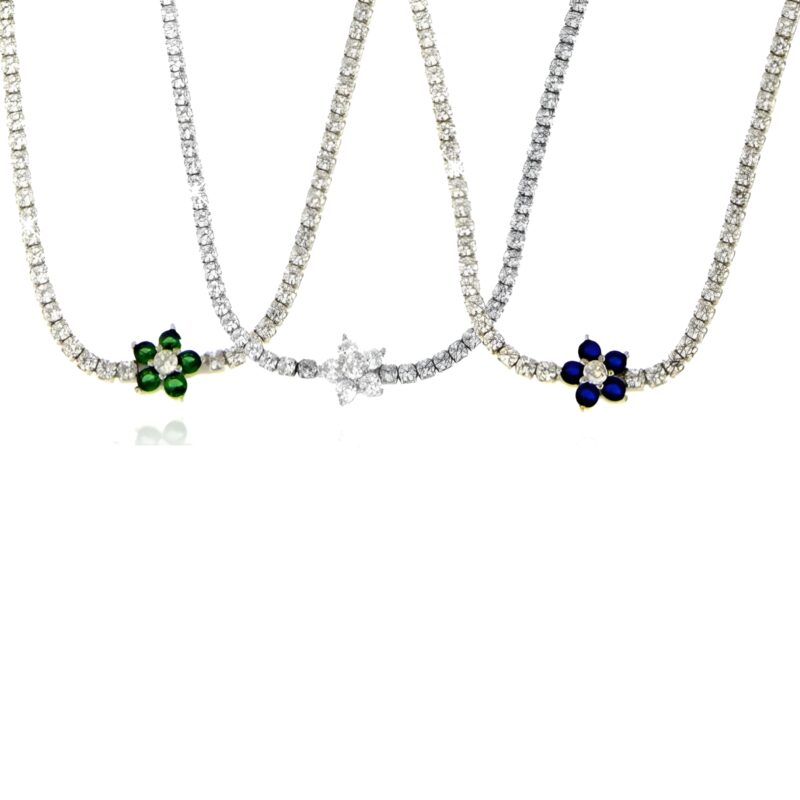 Collana Tennis con fiore