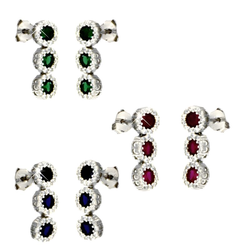 Orecchini fiore con 3 zirconi