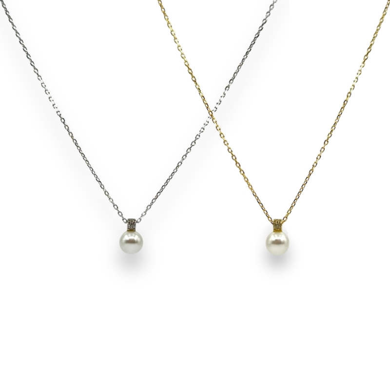 Collana perla con zircone