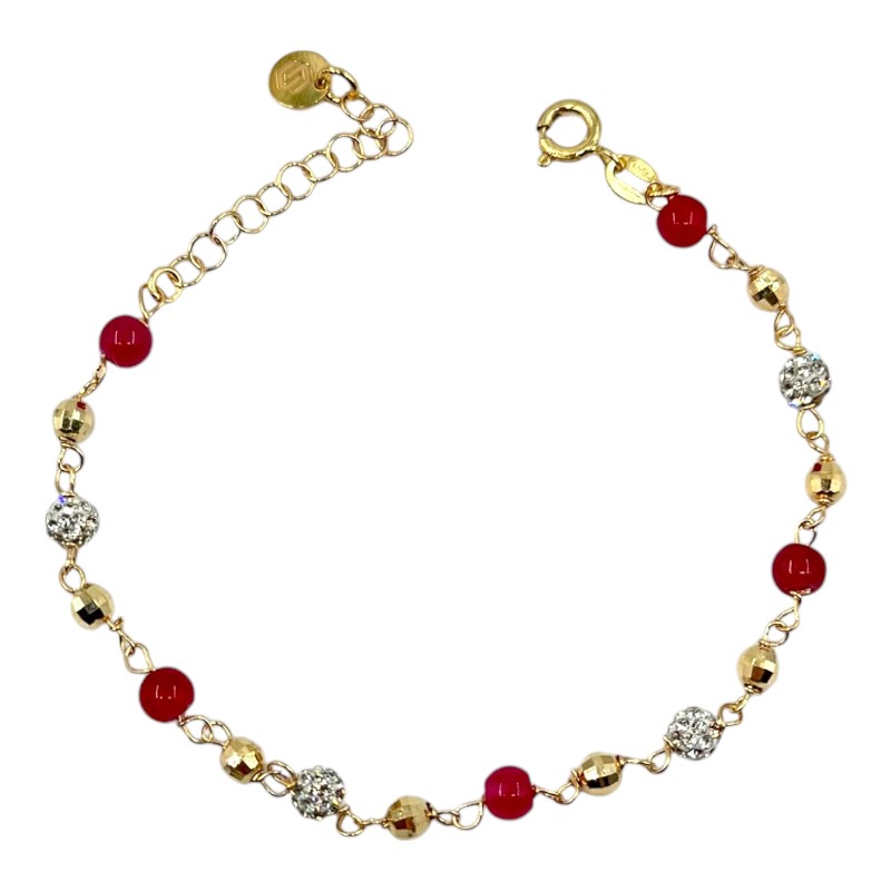 Bracciale palline zirconate e rosse