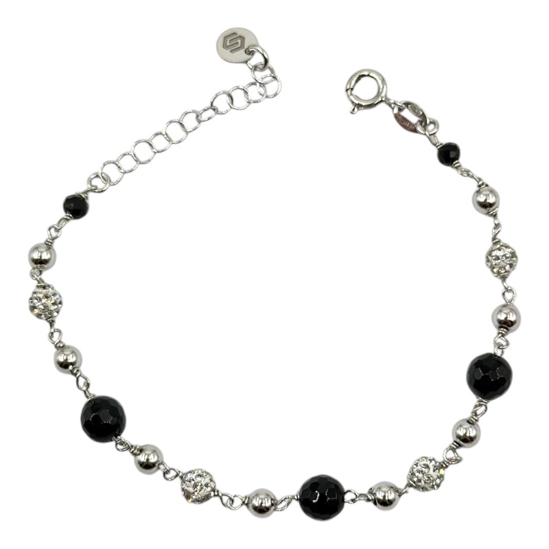 Bracciale con palline nere e zirconate
