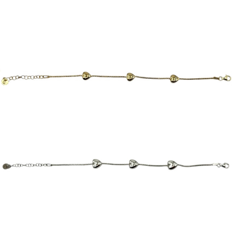 Bracciale 3 cuori bombati