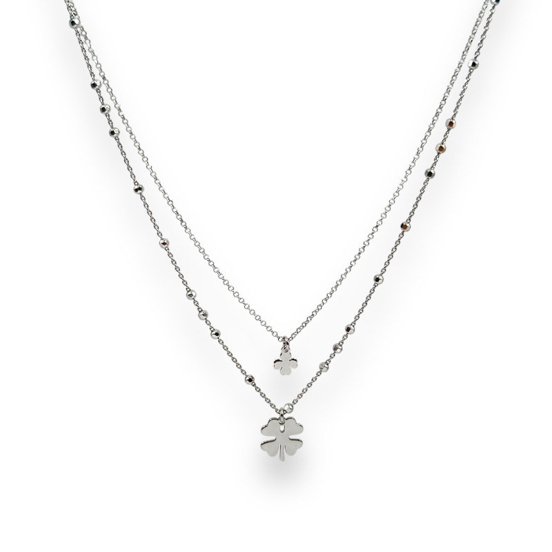 Collana doppio giro quadrifoglio