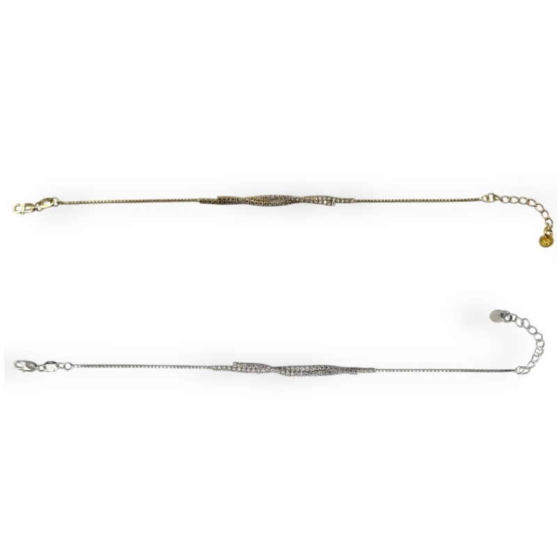 Bracciale con doppio filo di zirconi intrecciato