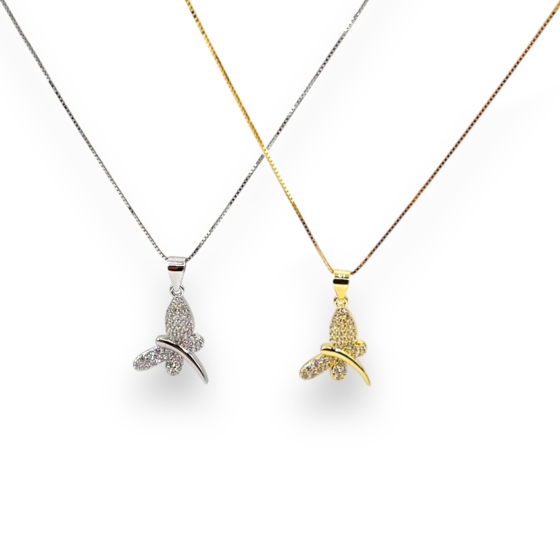 Collana libellula zirconata
