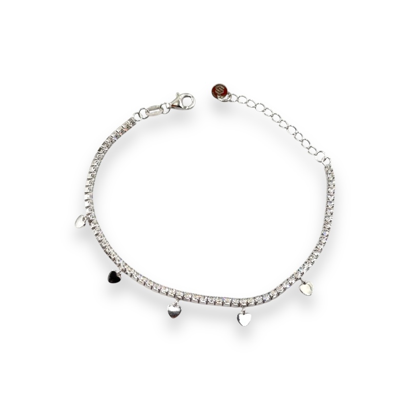 Bracciale Tennis con cuoricini pendenti