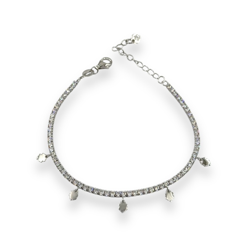 Bracciale Tennis con quadrifogli pendenti