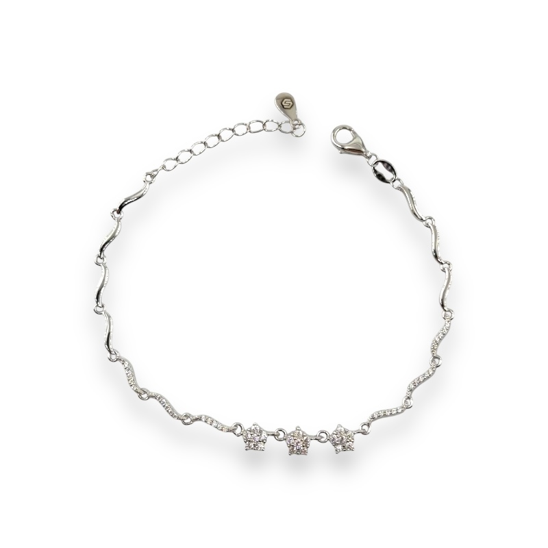 Bracciale 3 fiorellini e zirconi