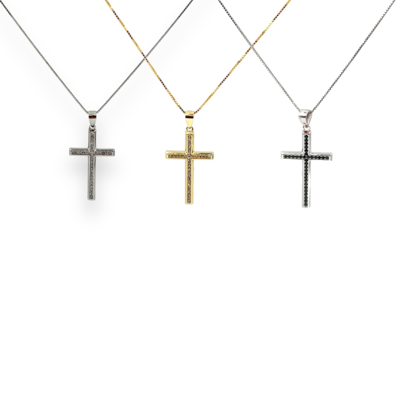 Collana croce con zirconi