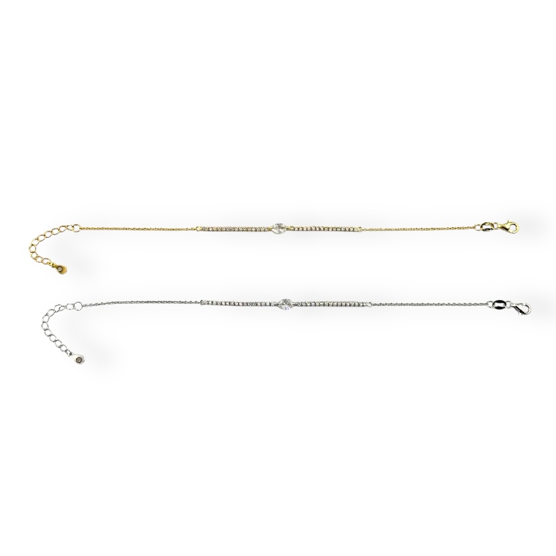 Bracciale mezzo tennis con zircone centrale