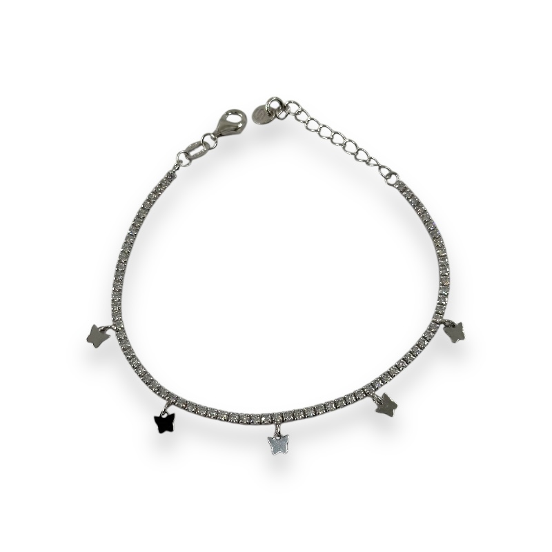 Bracciale tennis con farfalle pendenti