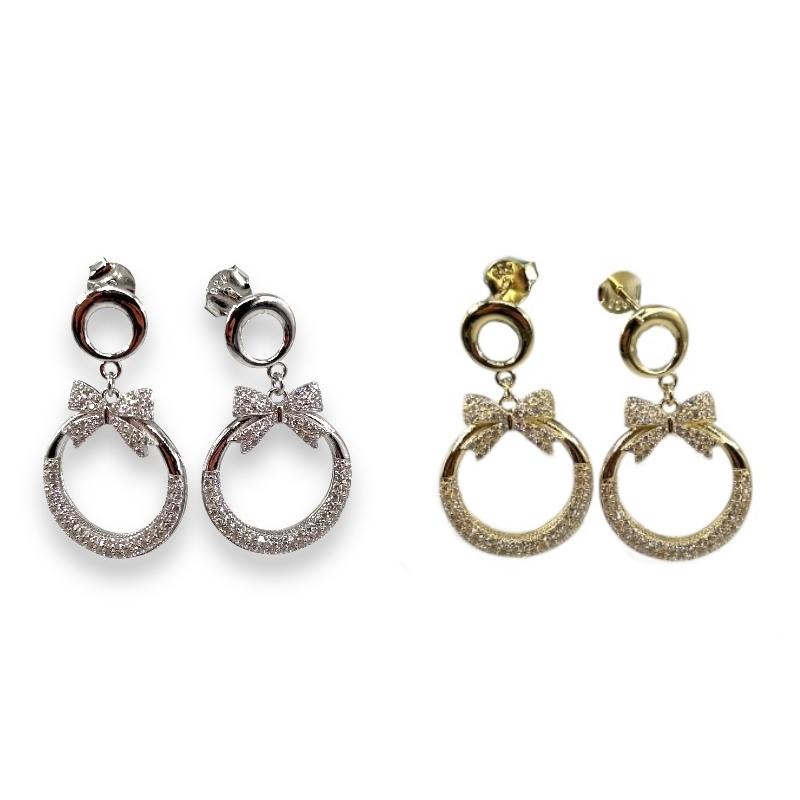 Orecchini con fiocco e zirconi