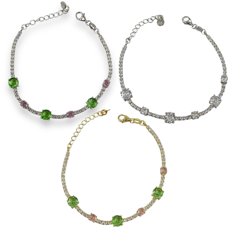 Bracciale tennis e zirconi tondi