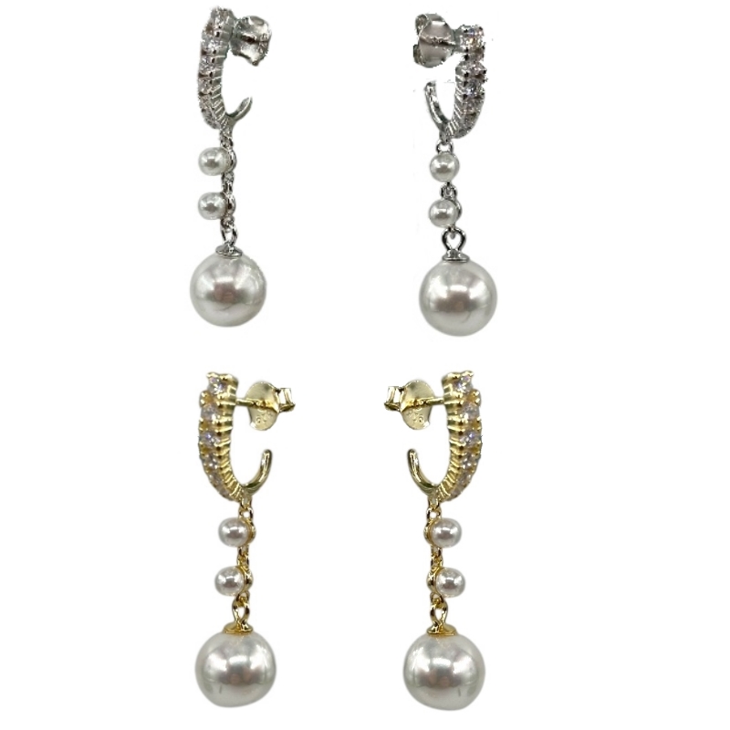Orecchini con zirconi e perle