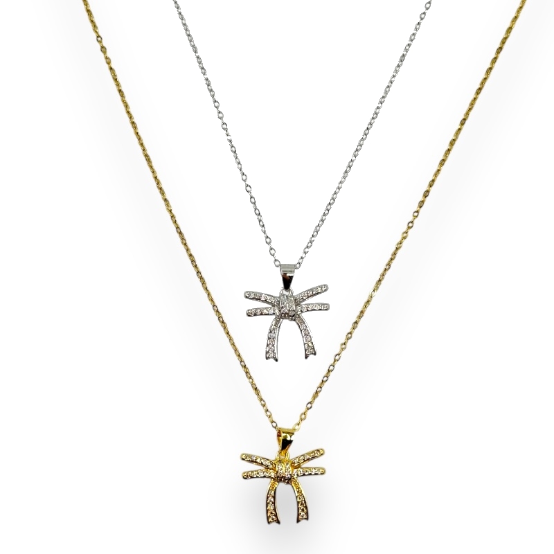 Collana con fiocco zirconato