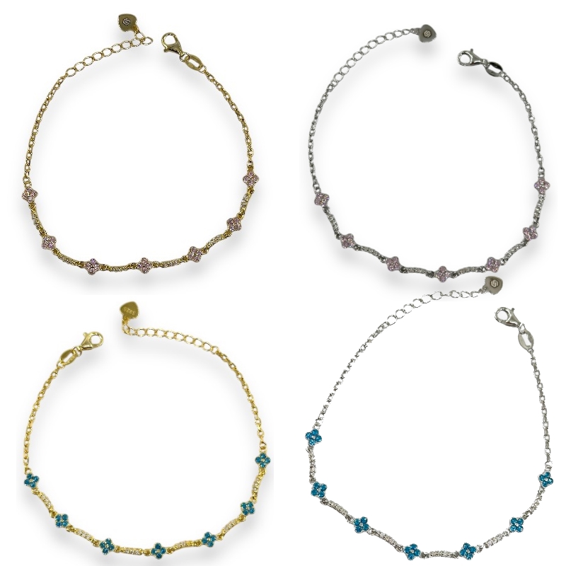 Bracciale con quadrifogli zirconati