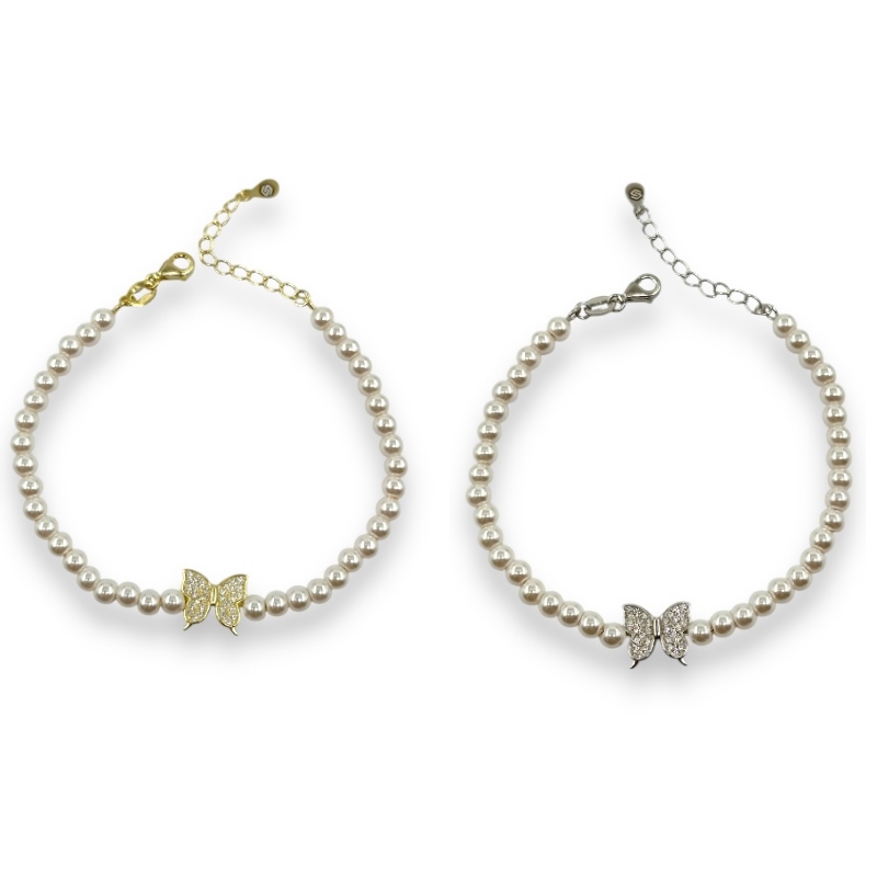 Bracciale perle e farfalla