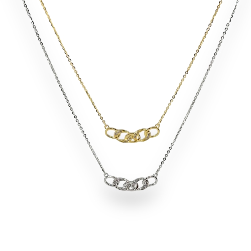 Collana con ovali e zirconi