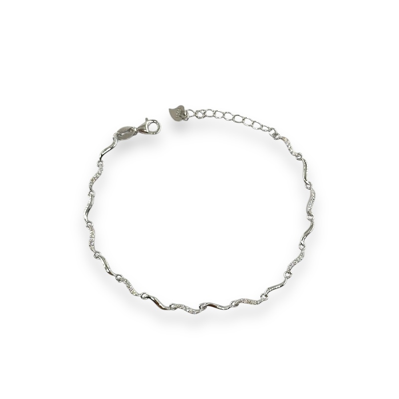 Bracciale S liscia e zirconata