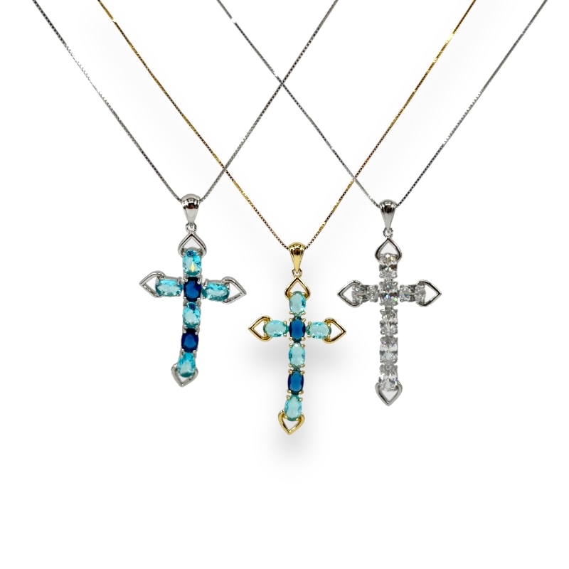 Collana croce con zirconi