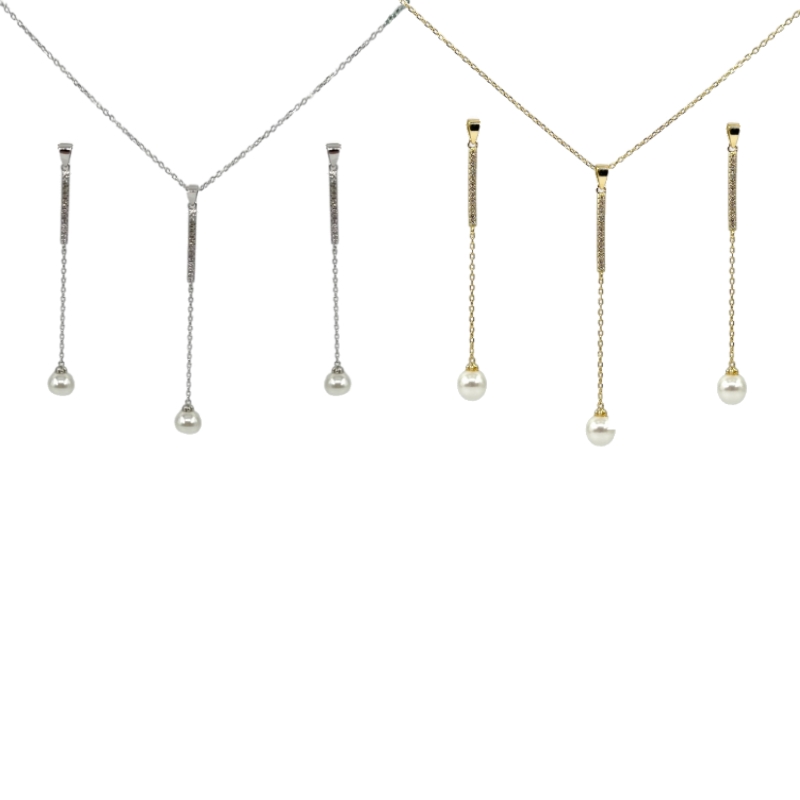 Completo barretta zirconata e perla