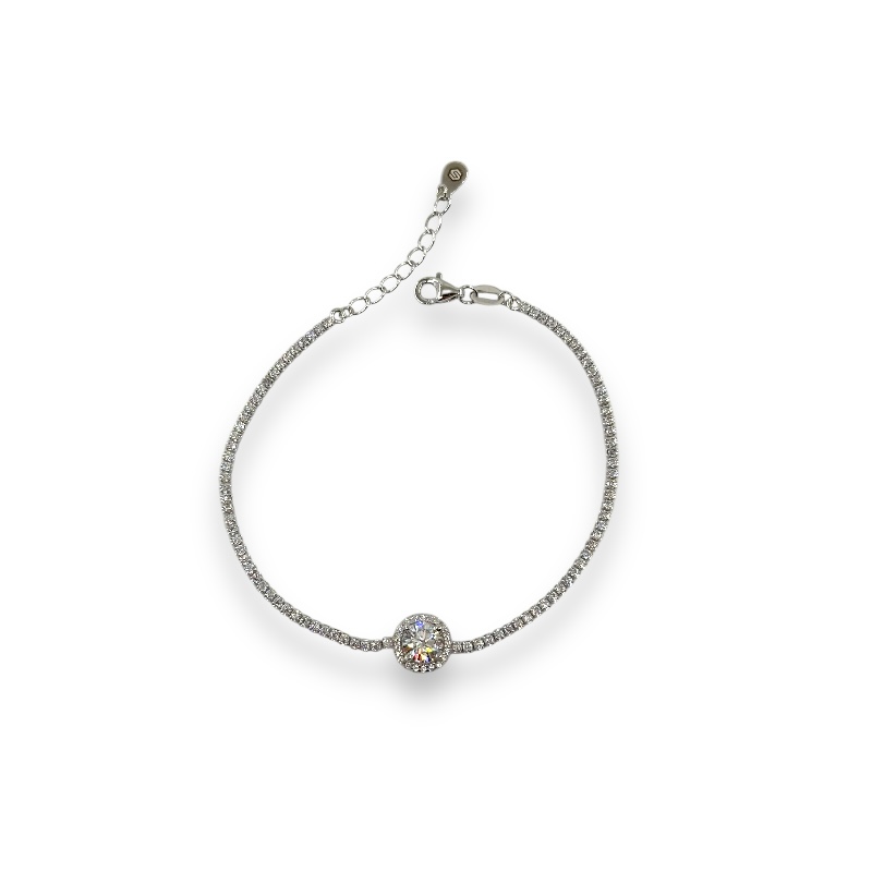 Bracciale tennis con zircone tondo