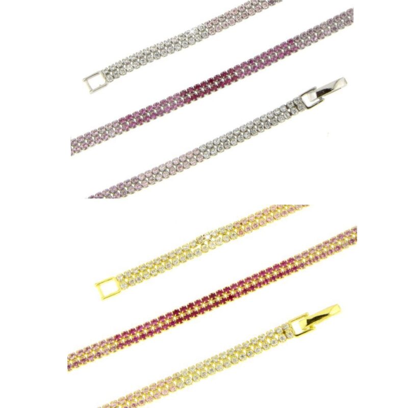 Bracciale doppio tennis rosa