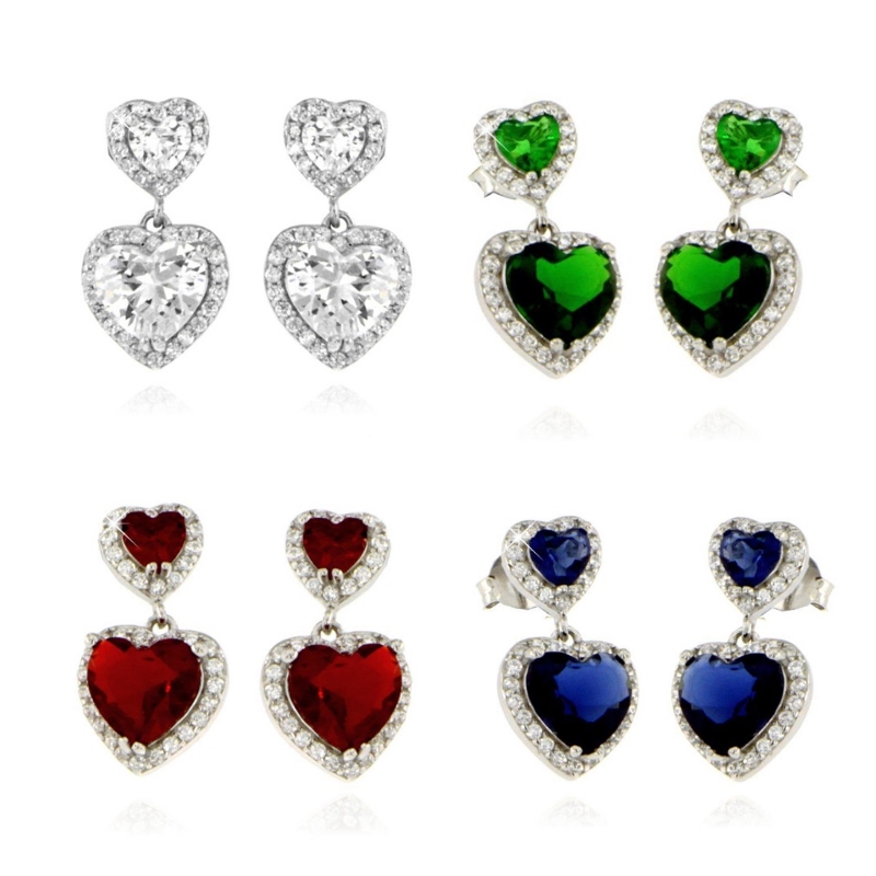 Orecchini cuore con zirconi