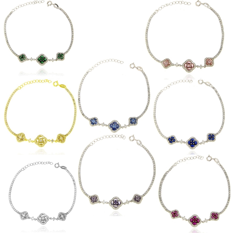 Bracciale tennis con 3 fiori